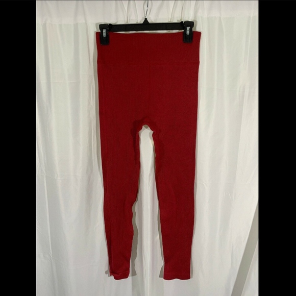 NWD Zella High Waist Ribbed‎ Seamless 7/8 Leggings Red [SZ Large ] - Picture 10 of 13
